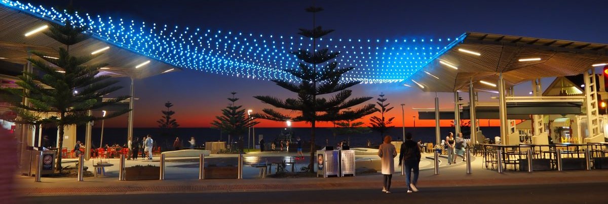 Night view of lights at Henley Square